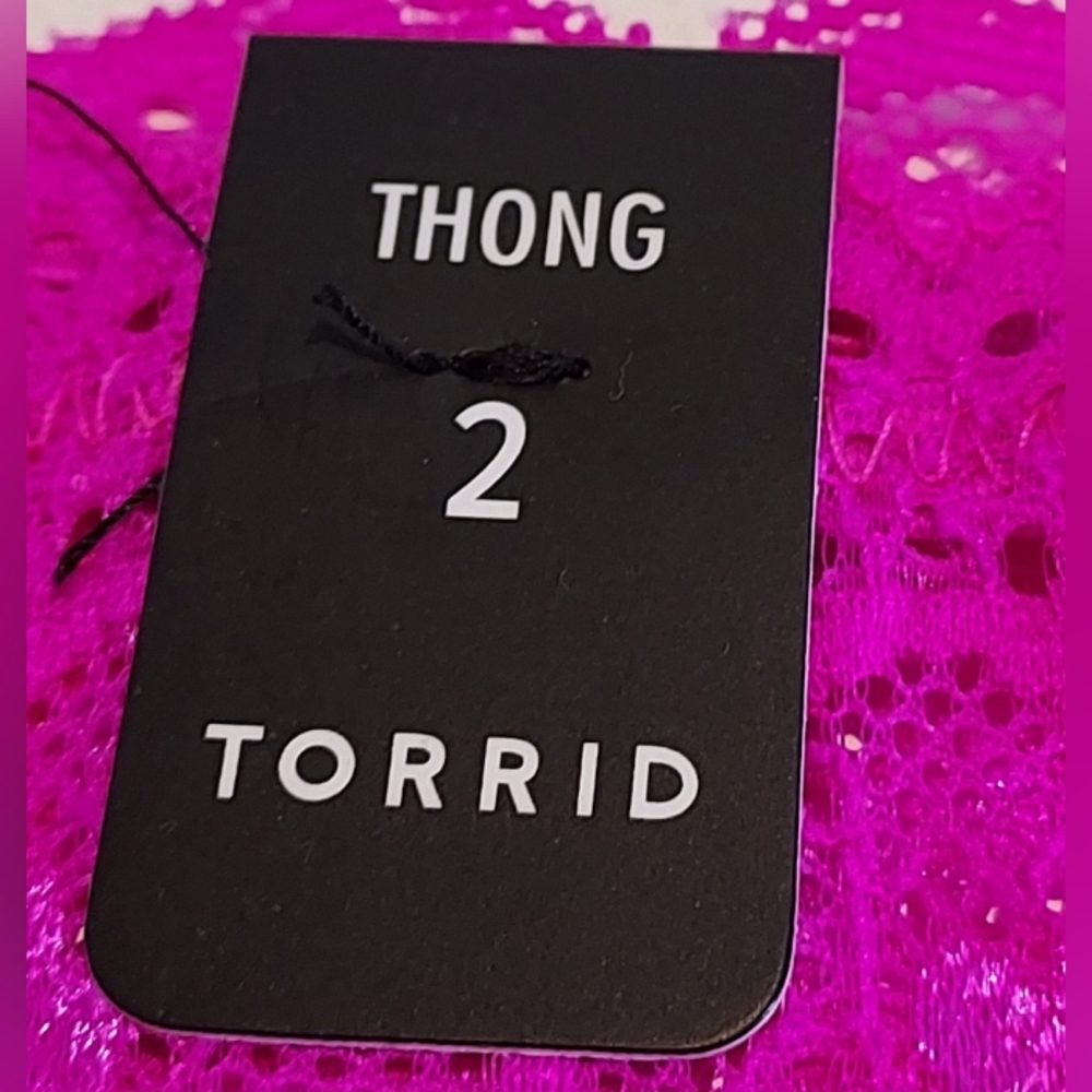 Torrid Hot Pink Solid Lace Thong Size 2 NWT - Picture 4 of 5